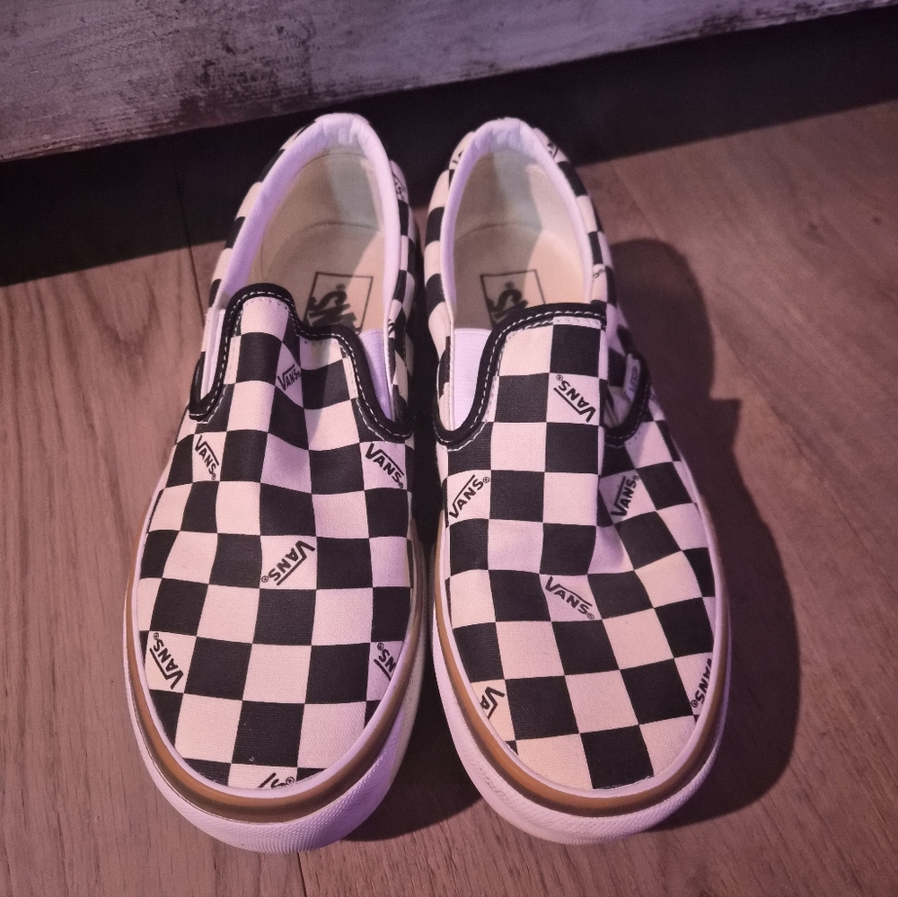 Vans Black and White Checkered Platform Shoes